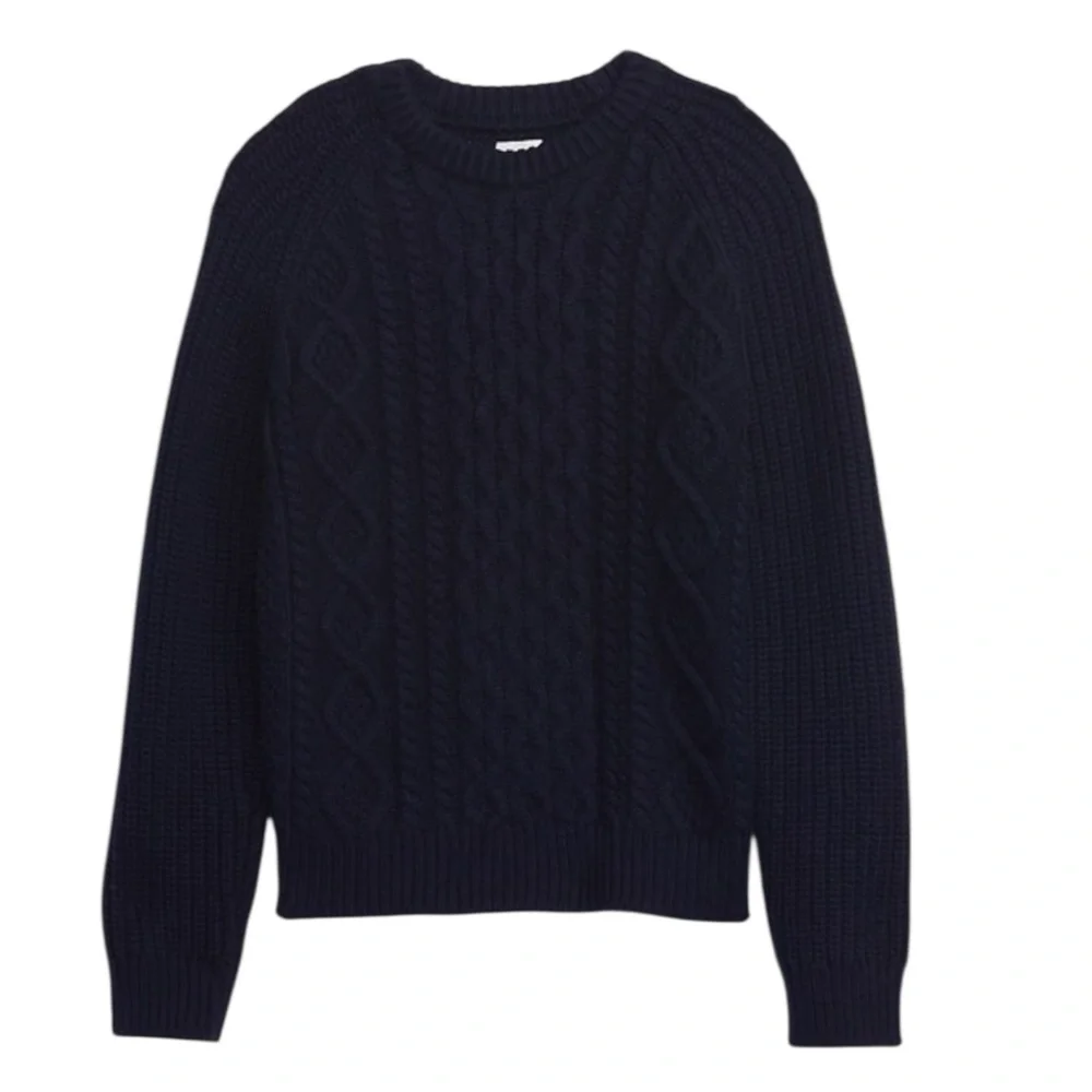 NWT‎ GAP Boys Navy Blue Fisherman Knit Cable Knit Crewneck Sweater Winter Warm